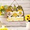 Sunflower Gnomes Welcome Sign Summer Welcome Hanging Decorations Wreath Wooden Hanging Door Sign with Ropes for Porch Front Door Decor Wedding Dinner Home Garden Kitchen Decor